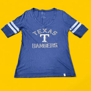 Blue Texas Rangers Vintage Style Baseball Fan V-Neck T-Shirt Small